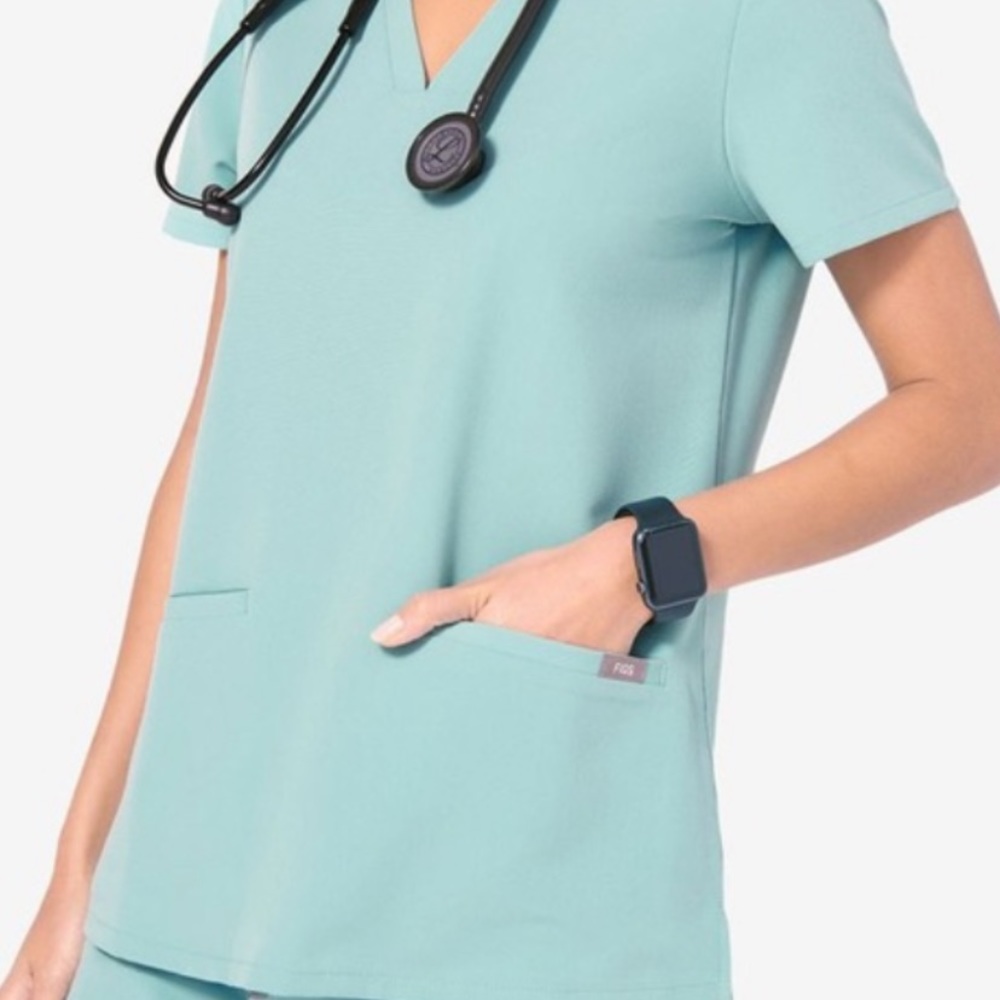 Figs Casma Sea Glass Blue Top